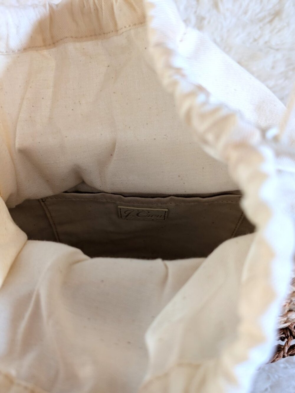 NWT J. Crew Sedona Basket Bag in Straw with Mesh (color: burnt caramel) - Picture 6 of 9